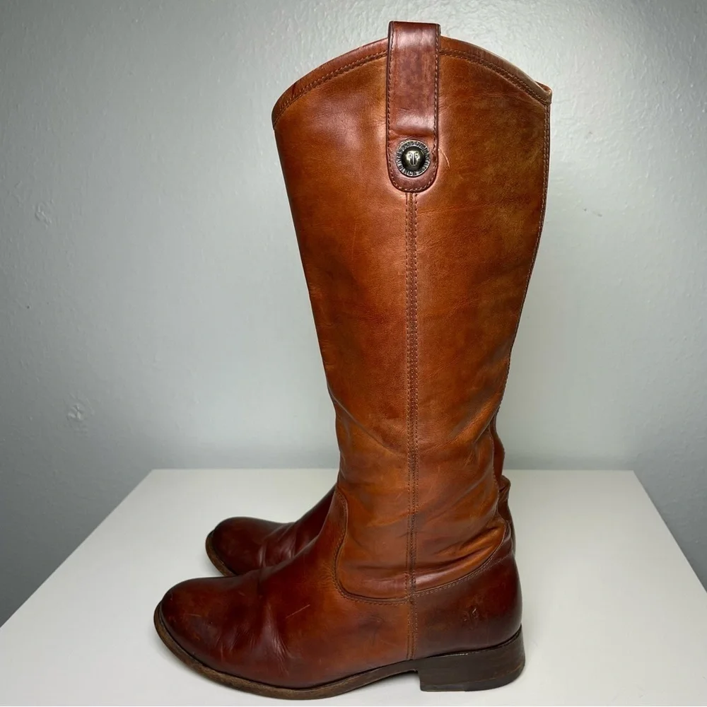Frye Melissa Button Riding Boot Cognac Brown Women’s Size 7.5B Western Country - Picture 3 of 16